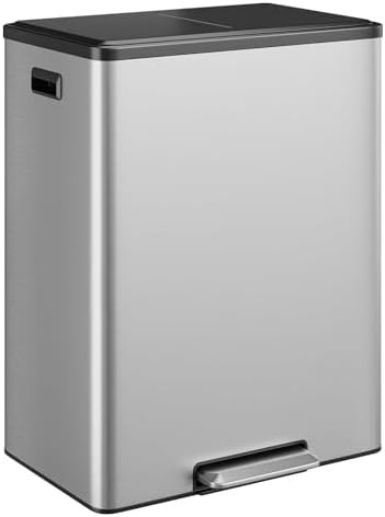 Dual recycling stainless steel pedal bin