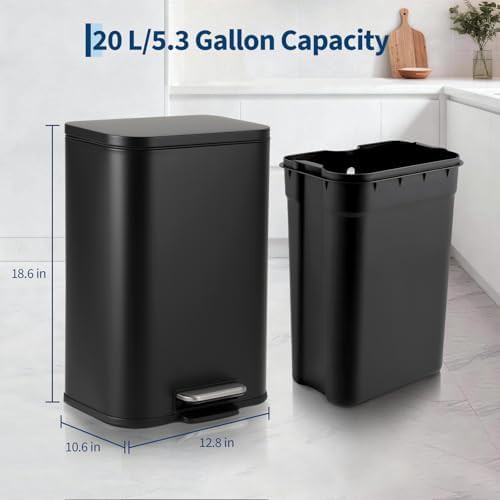 Compact stainless steel rectangular step trash can — photo 5
