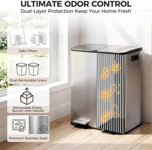 Dual stainless steel step recycling can 50L — photo 4