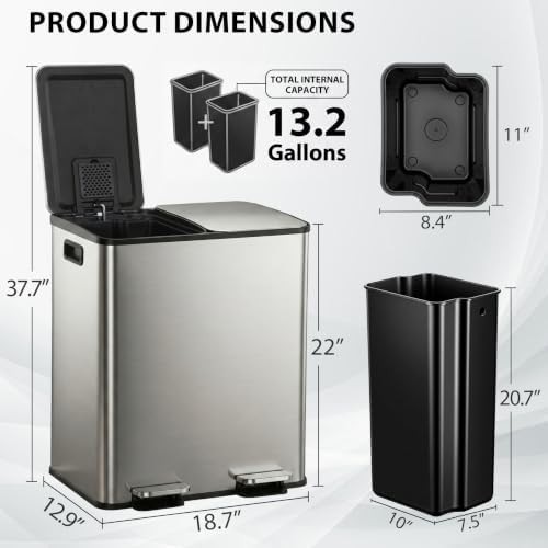 Dual stainless steel step recycling can 50L — photo 5