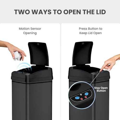 Black Stainless Rectangular Sensor Trash Can — photo 4