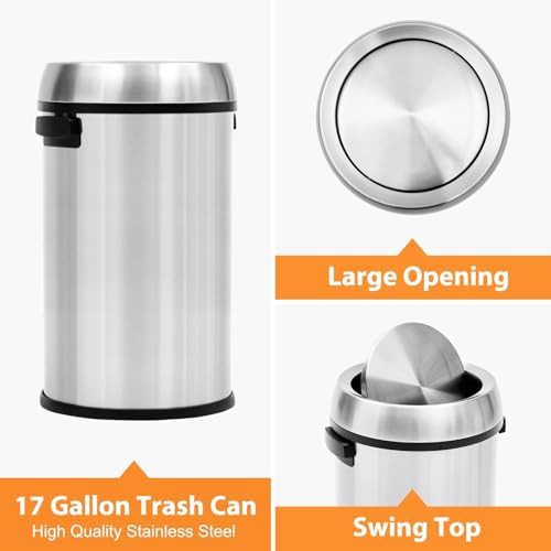 Silver swing top commercial trash bin — photo 4