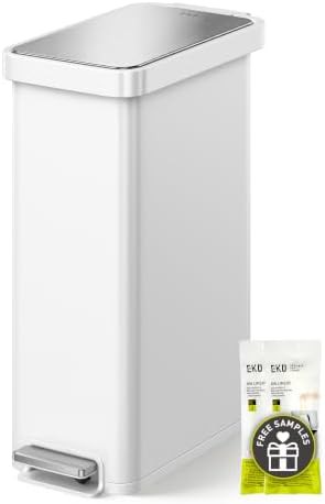Hudson slim matte white stainless steel bin