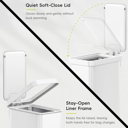 Hudson slim matte white stainless steel bin — photo 3