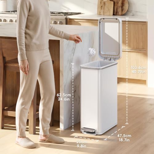 Hudson slim matte white stainless steel bin — photo 4