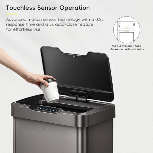 Mirage-T gunmetal stainless motion sensor bin — photo 5