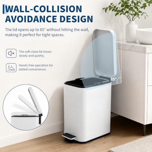Small bathroom step trash can with soft close lid — photo 3