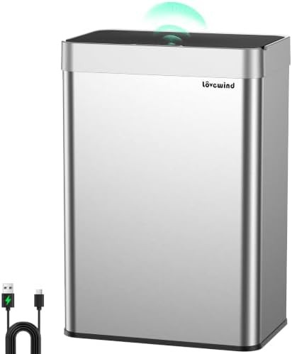 13.2 Gallon touchless silver garbage can