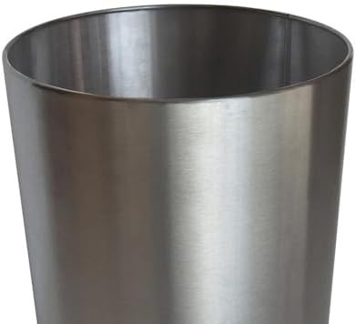 Brushed nickel open top round wastebasket — photo 3