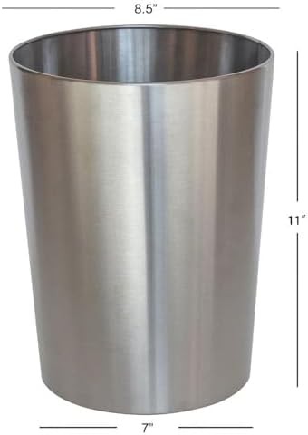Brushed nickel open top round wastebasket — photo 4