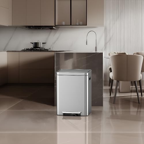 Dual compartment stainless steel recycling bin — photo 4