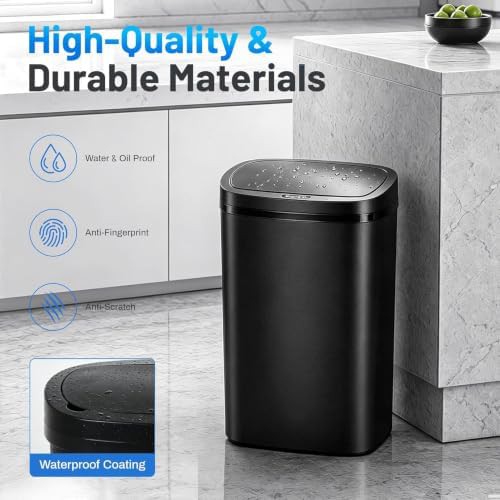 Black automatic motion sensor trash can — photo 3
