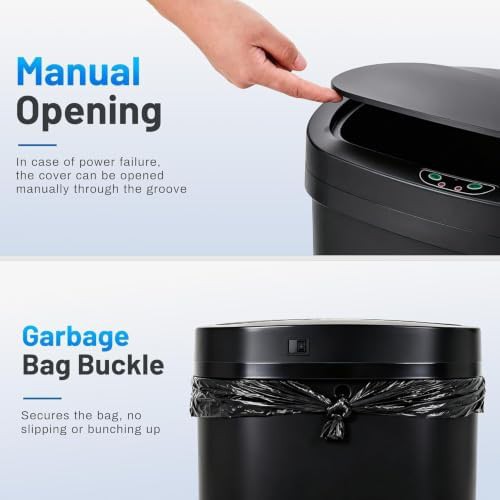 Black automatic motion sensor trash can — photo 4