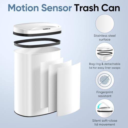 White Automatic Sensor 13 Gallon Bin — photo 3