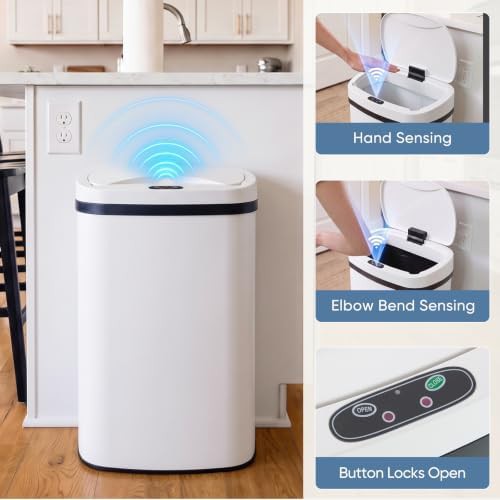 White Automatic Sensor 13 Gallon Bin — photo 4