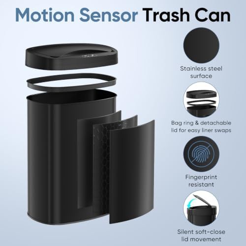 Black Motion Sensor 13 Gallon Bin — photo 3