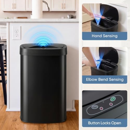 Black Motion Sensor 13 Gallon Bin — photo 4